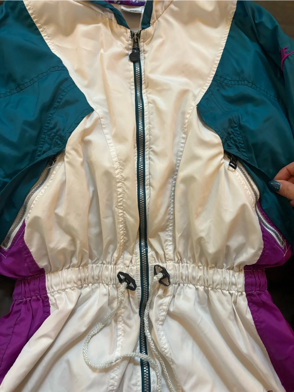 Vintage 90’s Nike Teal, Purple & Cream Nike Colorblock Windbreaker Jacket